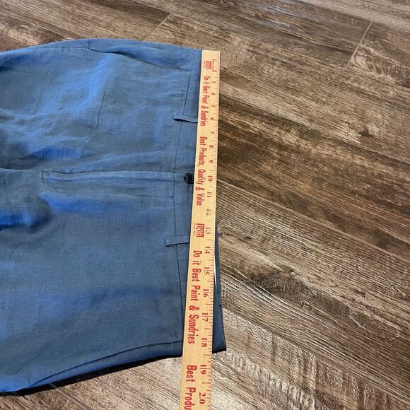 Paul Frederick Pants Men 36 Blue 100% Linen Career Casual Beach Tailored Fit - Picture 10 of 13